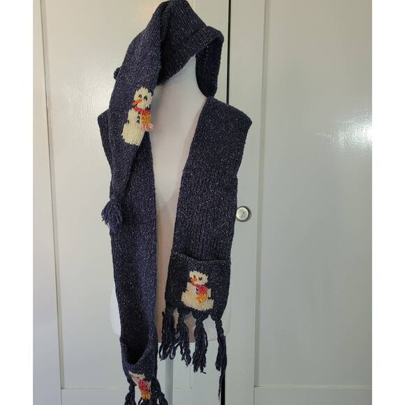 Ande Wear One Size Snowman Hat Scarf Hand Warmer Combo Wool Blend Winter - Picture 2 of 6